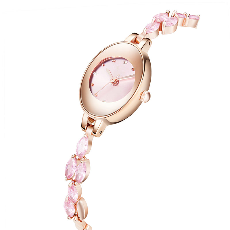 Ceas cu bratara din zircon colorat pentru femei