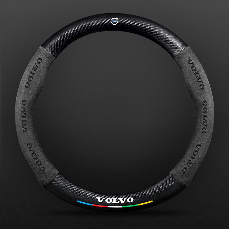TrackVibe | Husă pentru volan din piele întoarsă neagră – antiderapantă și rezistentă la uzură