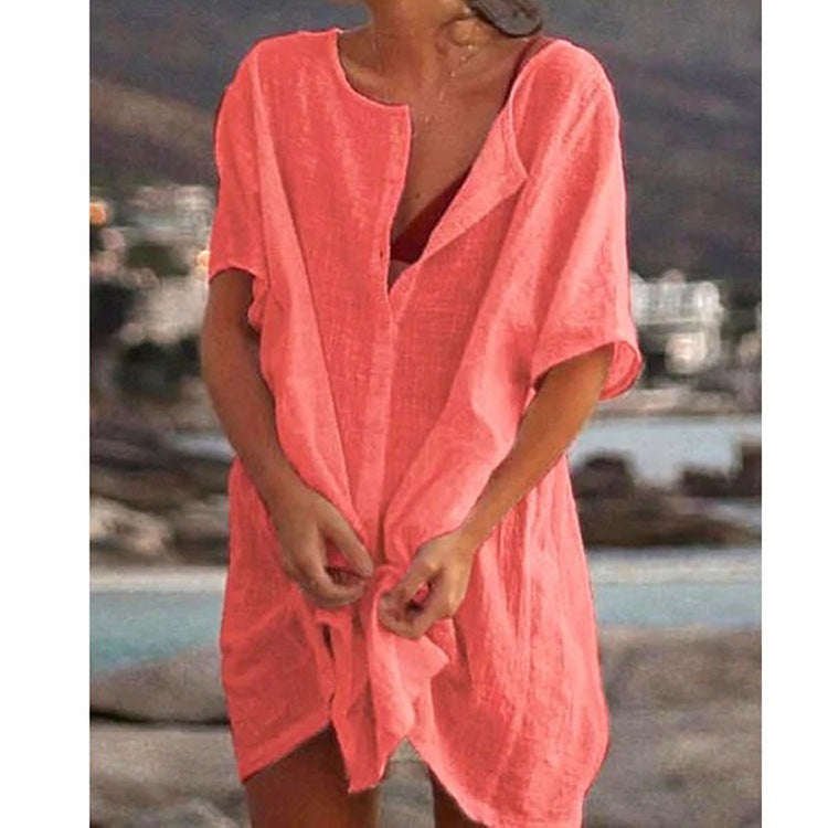 💁♀️Oferte deosebite 🔥 Cămașă lungă largi din bumbac și in pentru femei (S-8XL)