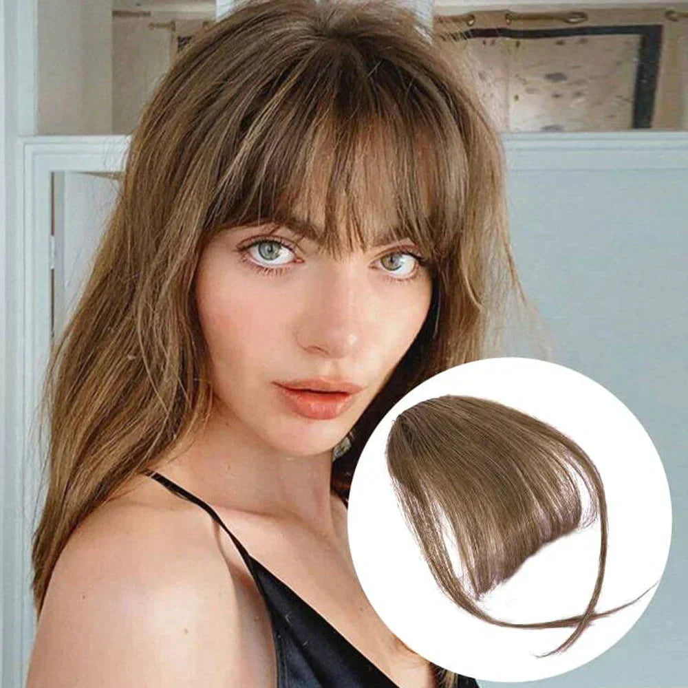 🌿Extensii de păr cu breton 100% păr natural