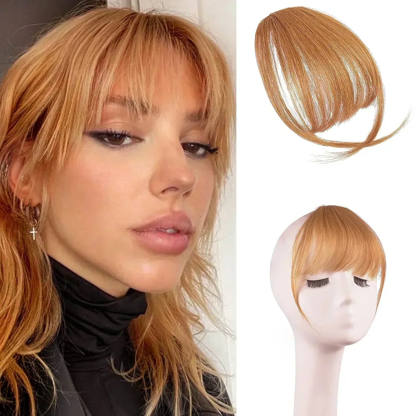 🌿Extensii de păr cu breton 100% păr natural