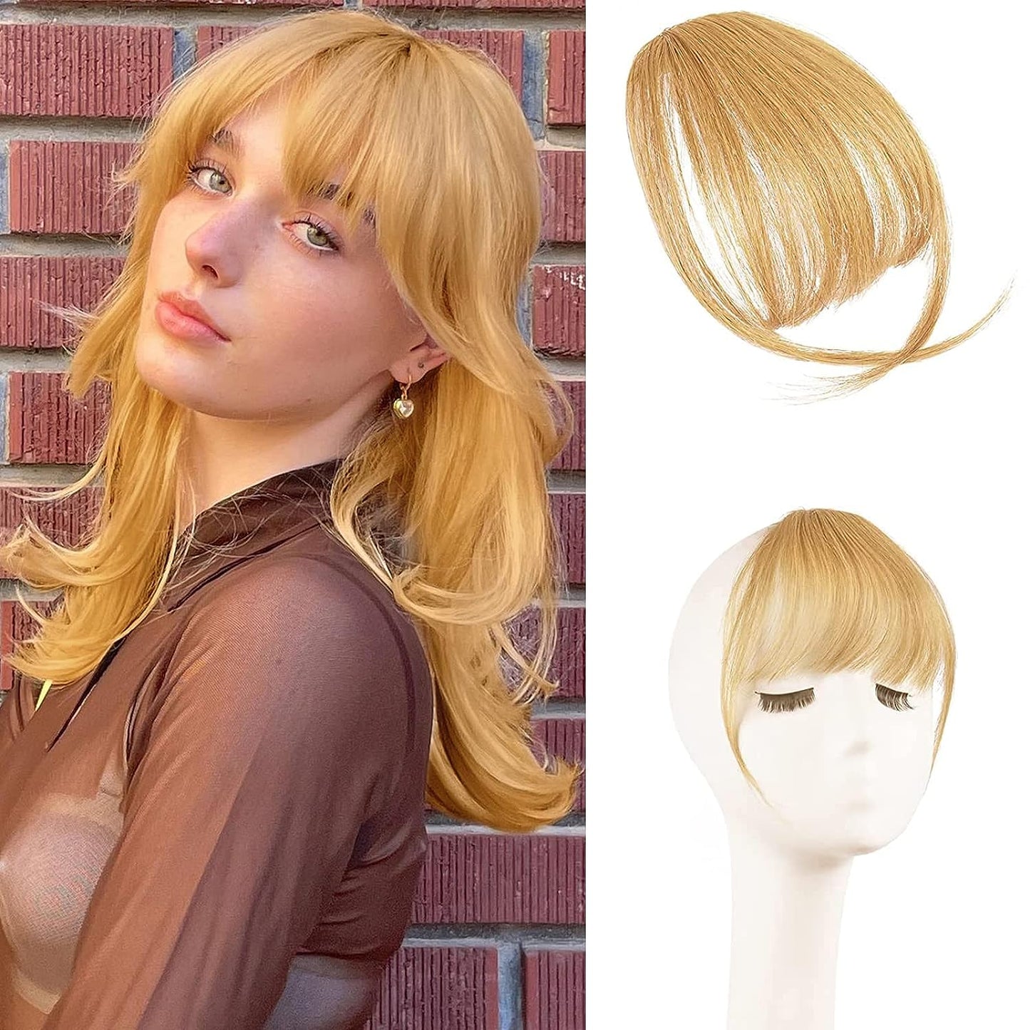 🌿Extensii de păr cu breton 100% păr natural