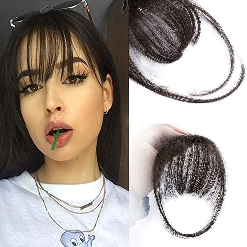 🌿Extensii de păr cu breton 100% păr natural