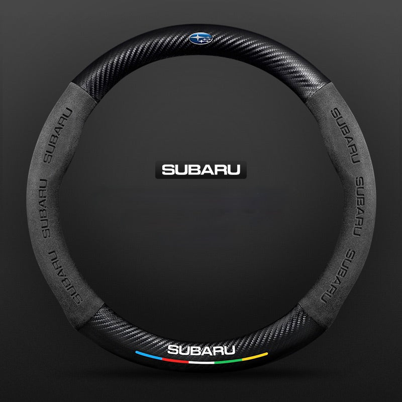 TrackVibe | Husă pentru volan din piele întoarsă neagră – antiderapantă și rezistentă la uzură