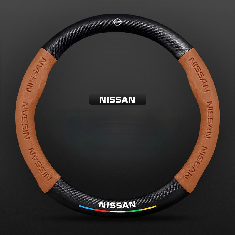TrackVibe | Husă pentru volan din piele întoarsă neagră – antiderapantă și rezistentă la uzură