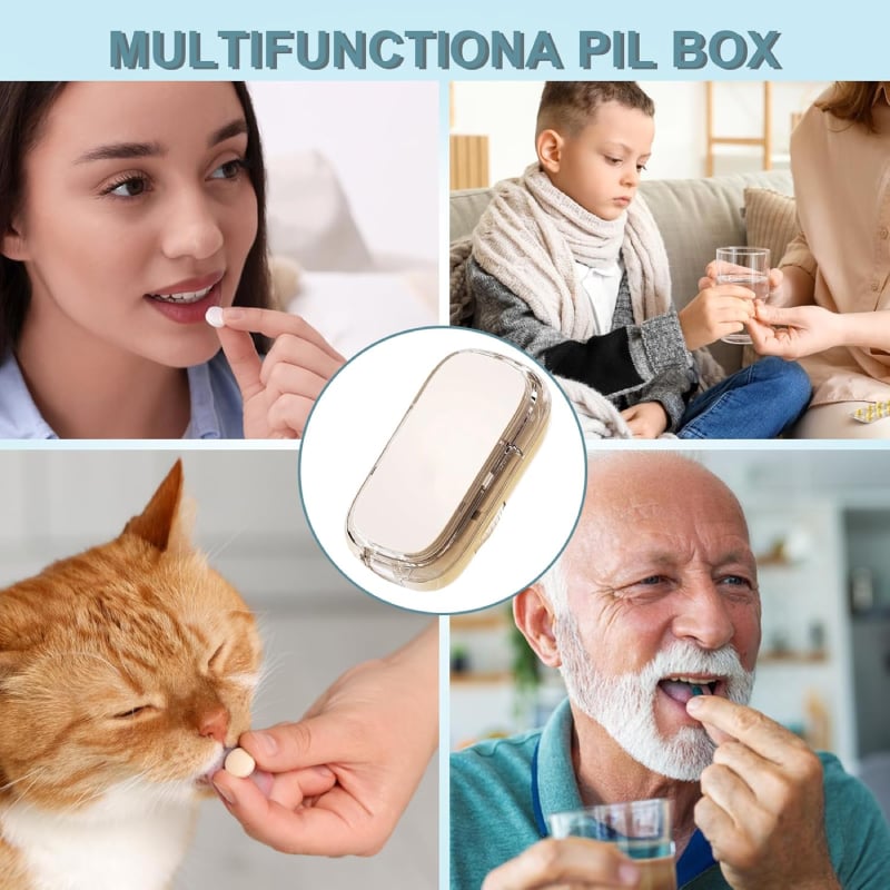 Cutie multifuncțională pentru tăiat pastile și depozitare