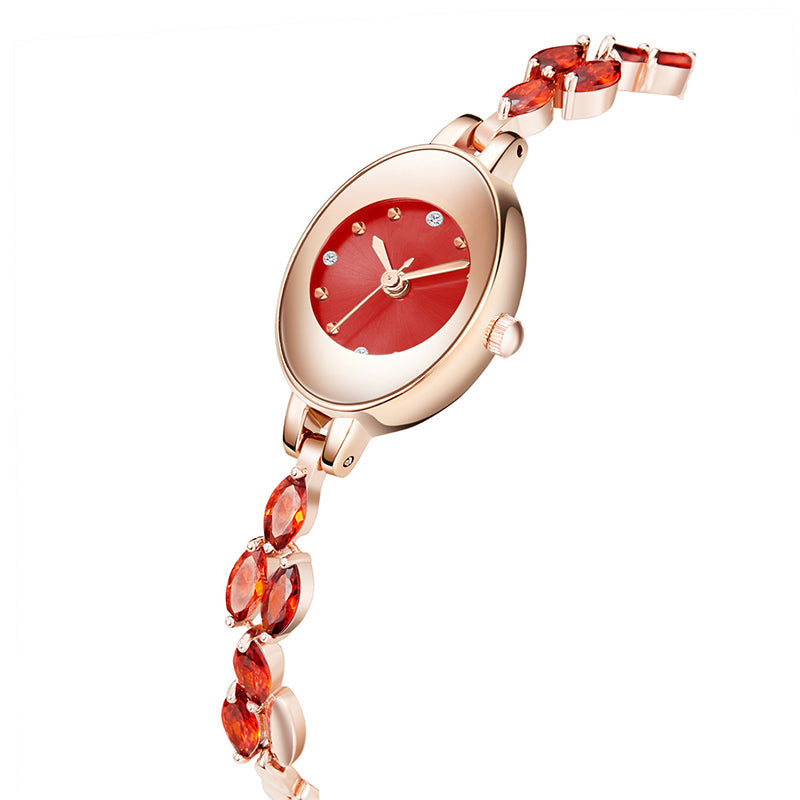 Ceas cu bratara din zircon colorat pentru femei