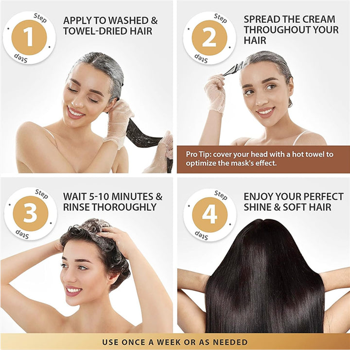 ✨Mască de păr luxoasă cu condiționare profundă - 💁♀️Pentru un păr mai neted, mai natural