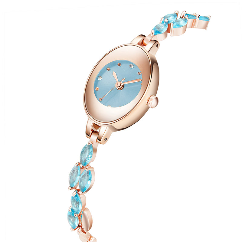 Ceas cu bratara din zircon colorat pentru femei