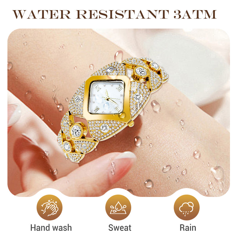 💜Ceas retro cu cuarț cu cristale strălucitoare⌚