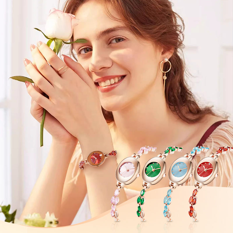 Ceas cu bratara din zircon colorat pentru femei