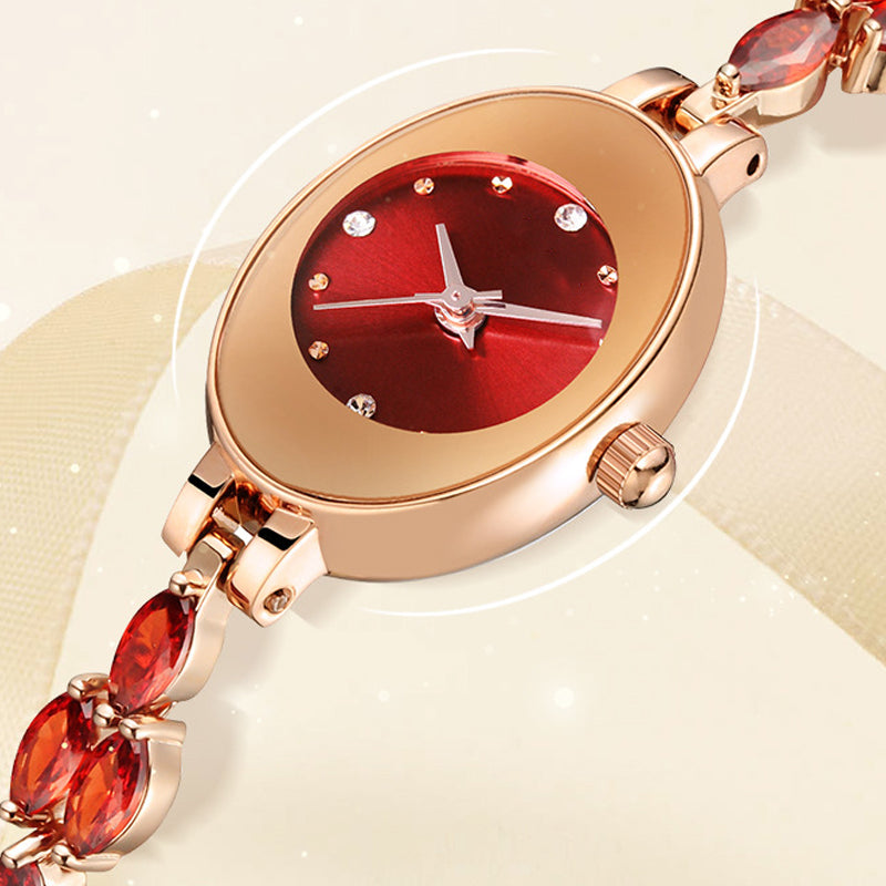 Ceas cu bratara din zircon colorat pentru femei