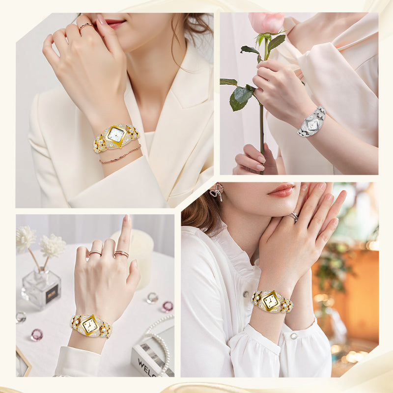 💜Ceas retro cu cuarț cu cristale strălucitoare⌚