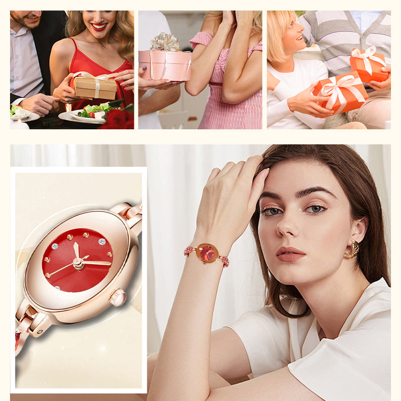 Ceas cu bratara din zircon colorat pentru femei