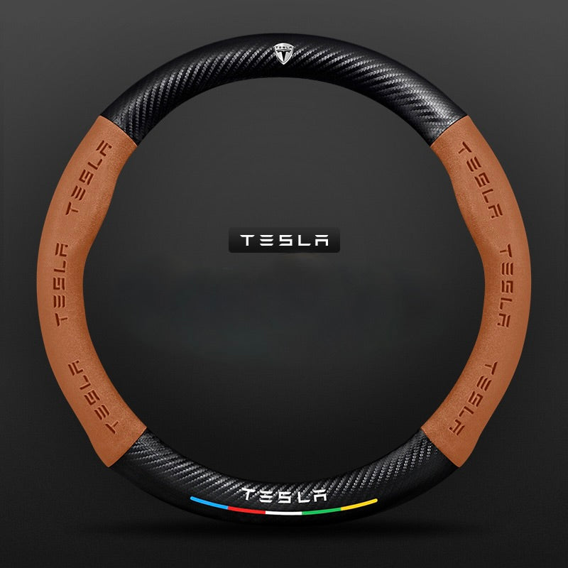 TrackVibe | Husă pentru volan din piele întoarsă neagră – antiderapantă și rezistentă la uzură