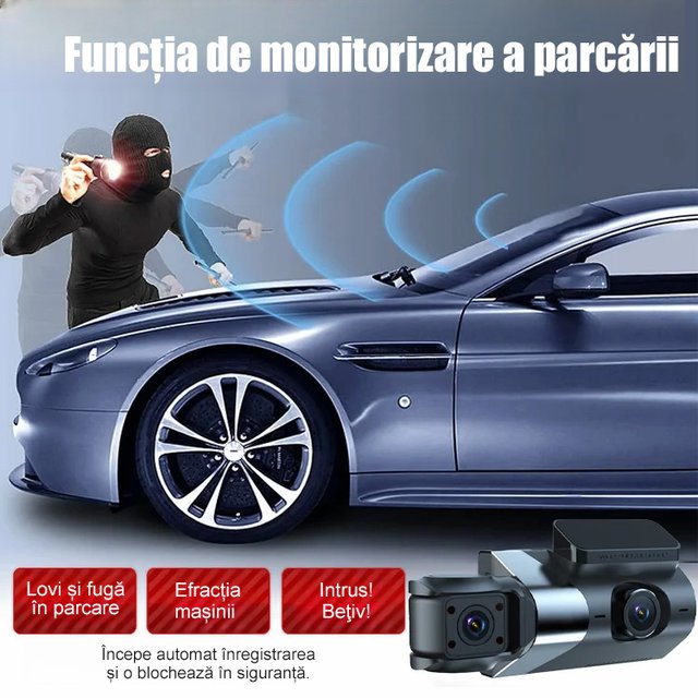 Recorder auto HD WiFi cu trei înregistrări