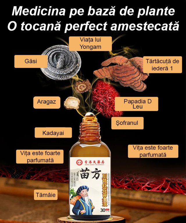 Lichid de moxibustie cu Ligusticum și flori roșii.