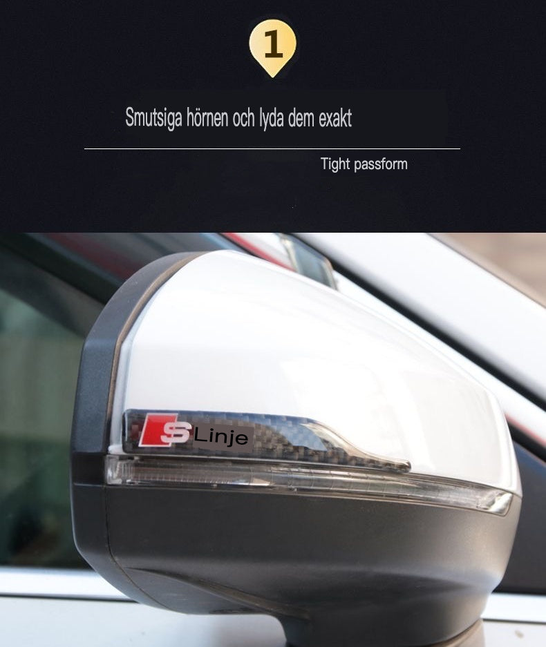 Autocolant oglindă din fibră de carbon cu protecție la impact și logo