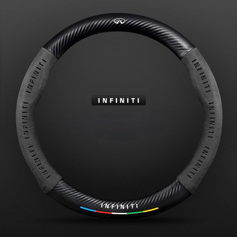 TrackVibe | Husă pentru volan din piele întoarsă neagră – antiderapantă și rezistentă la uzură