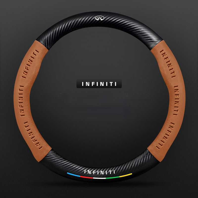 TrackVibe | Husă pentru volan din piele întoarsă neagră – antiderapantă și rezistentă la uzură