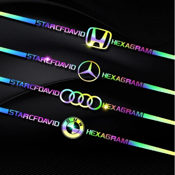 Autocolante auto reflectorizante laser 3D colorate, 4 buc.