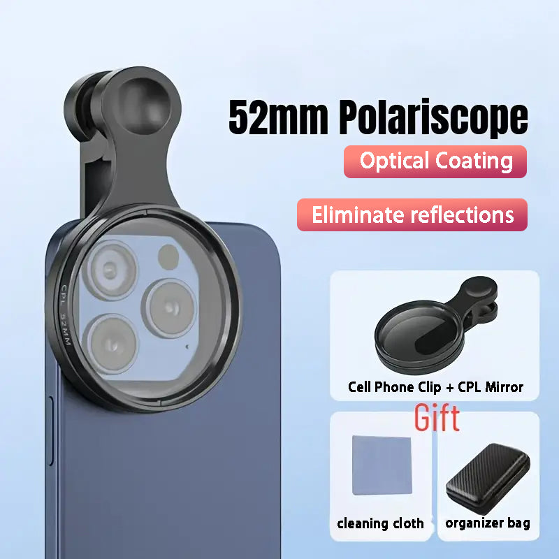 Filtru CPL Heysliy de 52 mm pentru telefon cu clemă