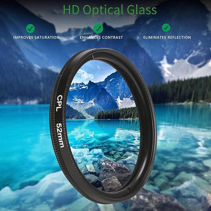 Filtru CPL Heysliy de 52 mm pentru telefon cu clemă
