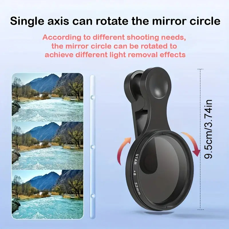 Filtru CPL Heysliy de 52 mm pentru telefon cu clemă