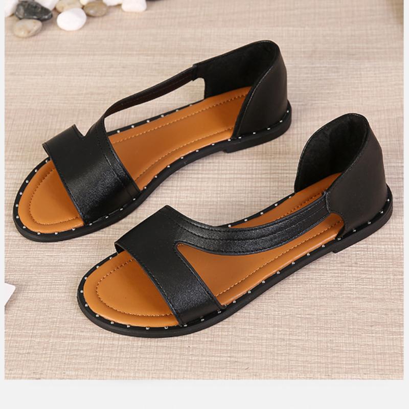 👡Sandale plate cu gură de pește și știfturi✨