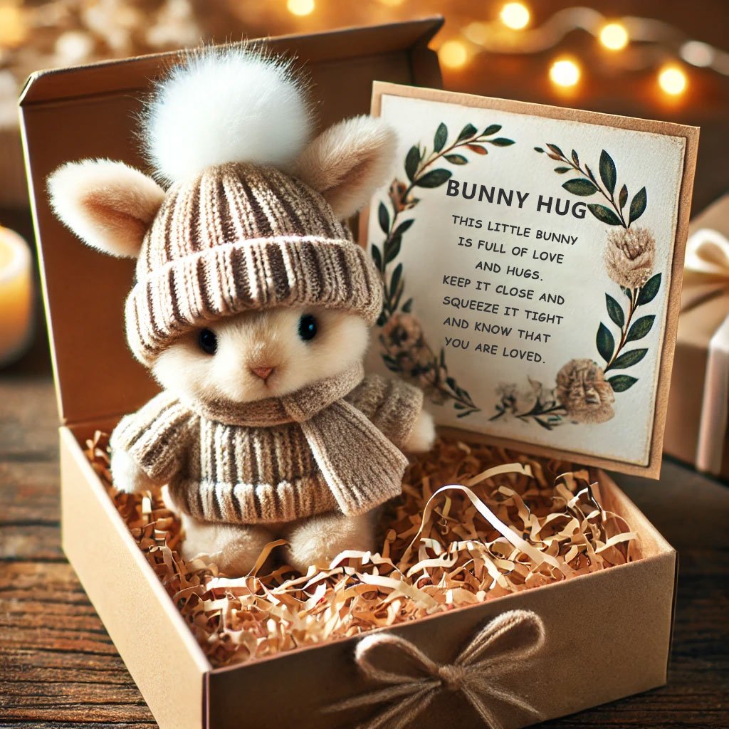🐇Mini iepuraș care îmbrățișează un cadou drăguț de Paște🎁