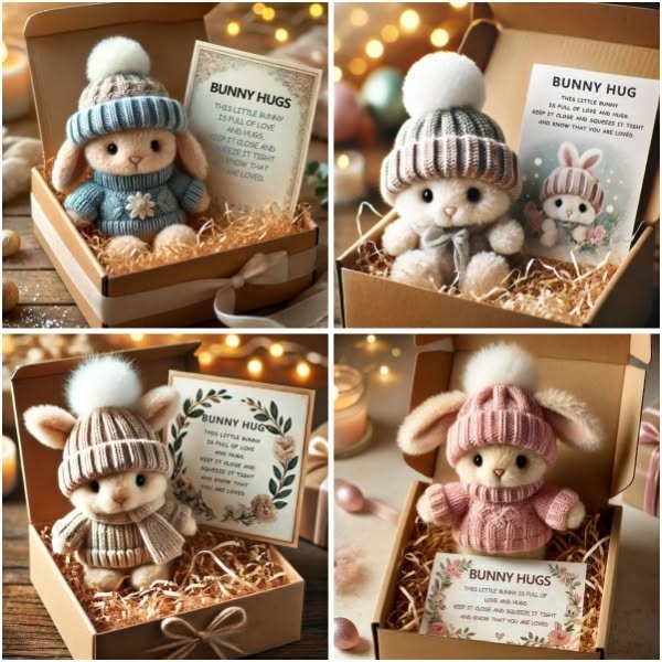 🐇Mini iepuraș care îmbrățișează un cadou drăguț de Paște🎁