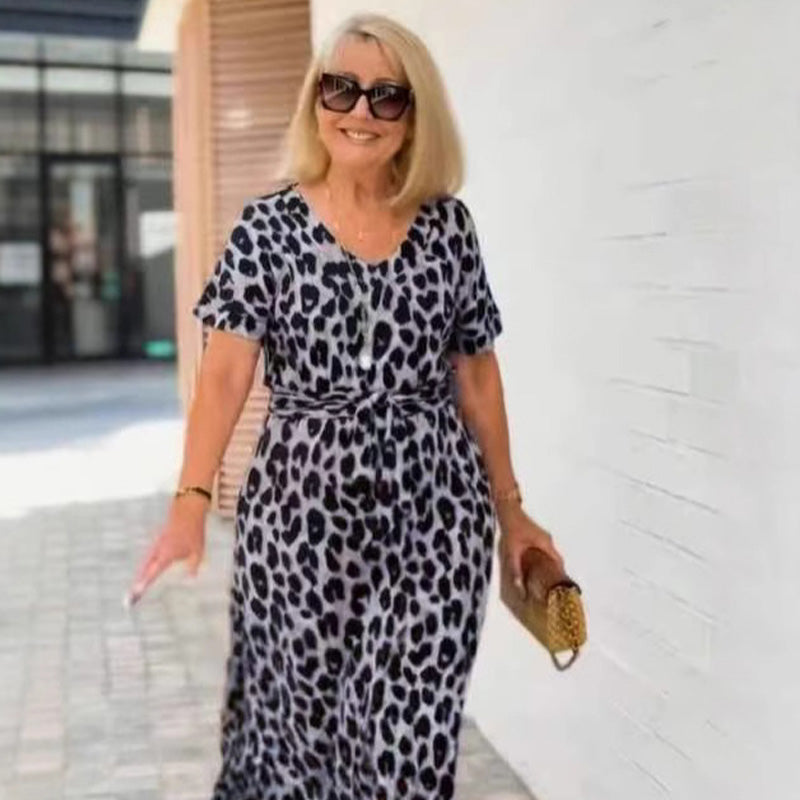 💃Rochie cu imprimare de leopard și gât în V