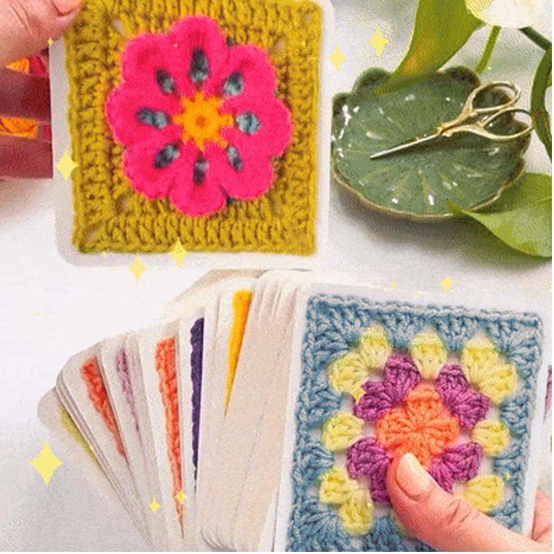 🧶✨Joc de cărți de croșetat Granny Square – 50 de modele de combinat și compus