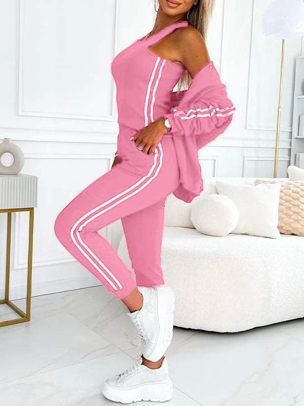 Set jachetă și pantaloni de baseball din trei piese pentru femei
