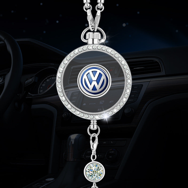 Pandantiv cu logo pentru aromaterapie auto, realizat din metal și diamante