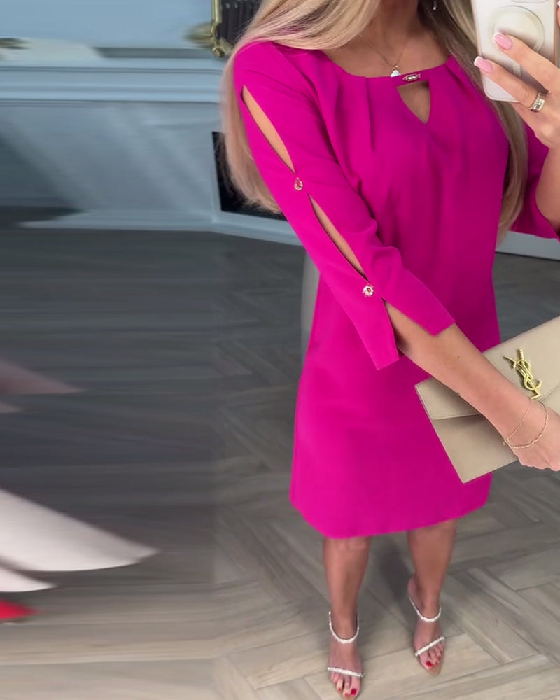 Rochie elegantă, monocoloră, simplă, în formă de V
