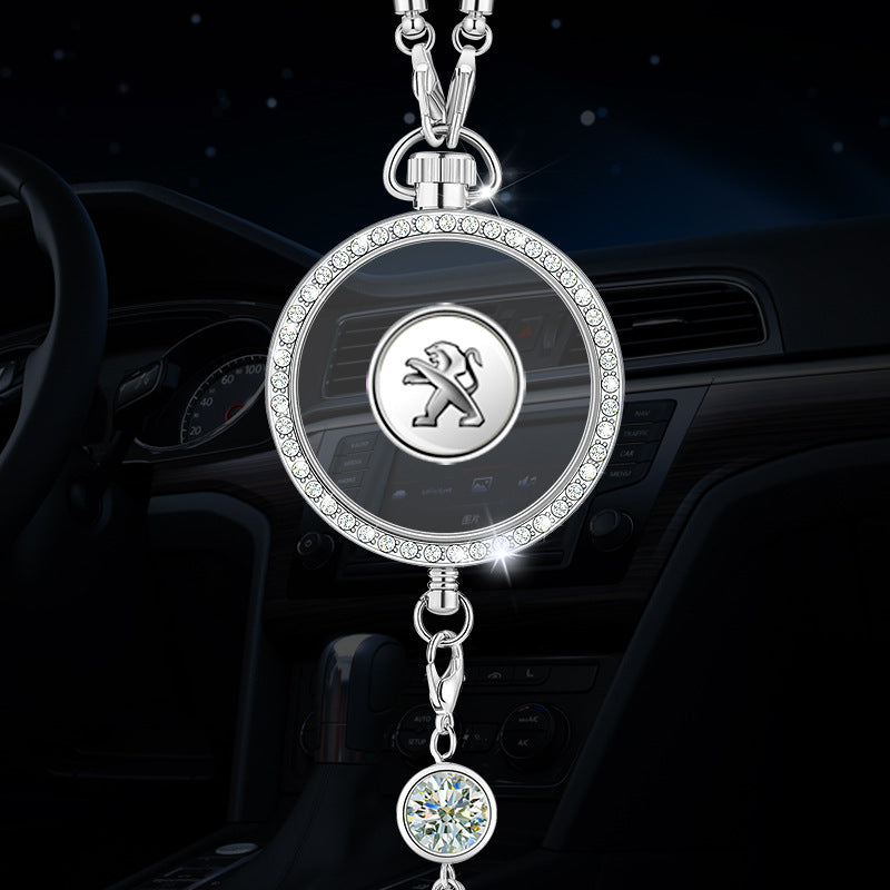Pandantiv cu logo pentru aromaterapie auto, realizat din metal și diamante
