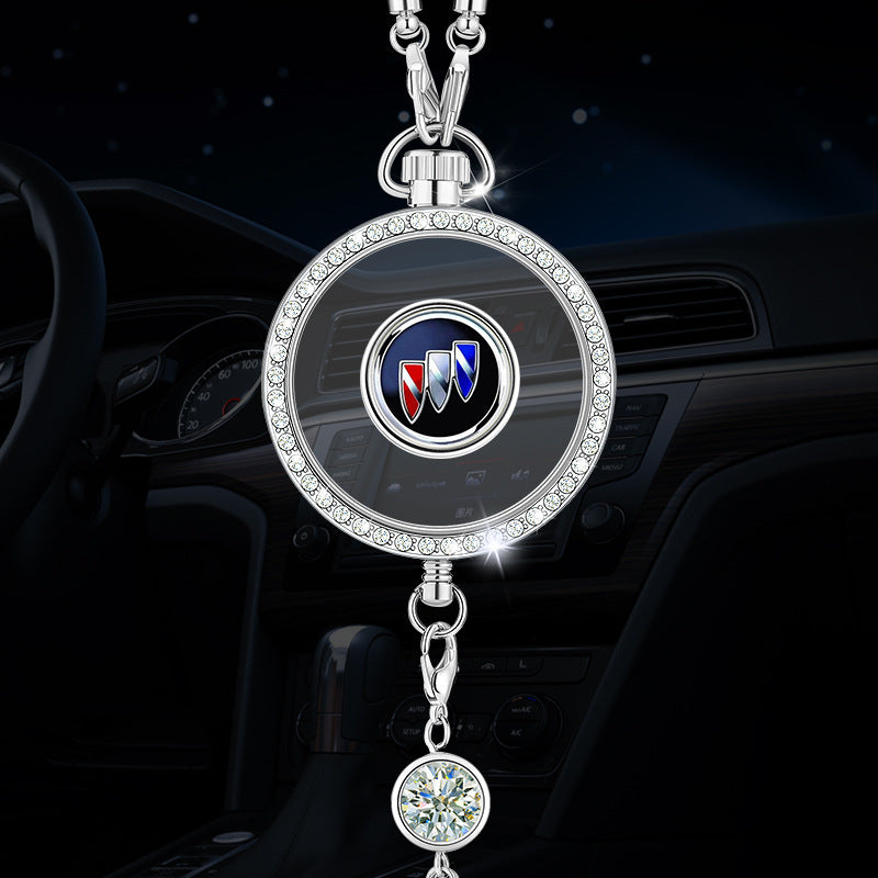 Pandantiv cu logo pentru aromaterapie auto, realizat din metal și diamante