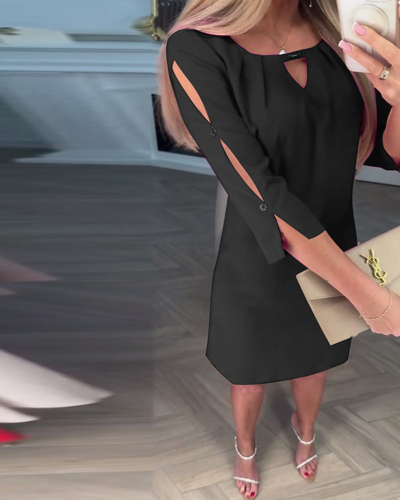 Rochie elegantă, monocoloră, simplă, în formă de V
