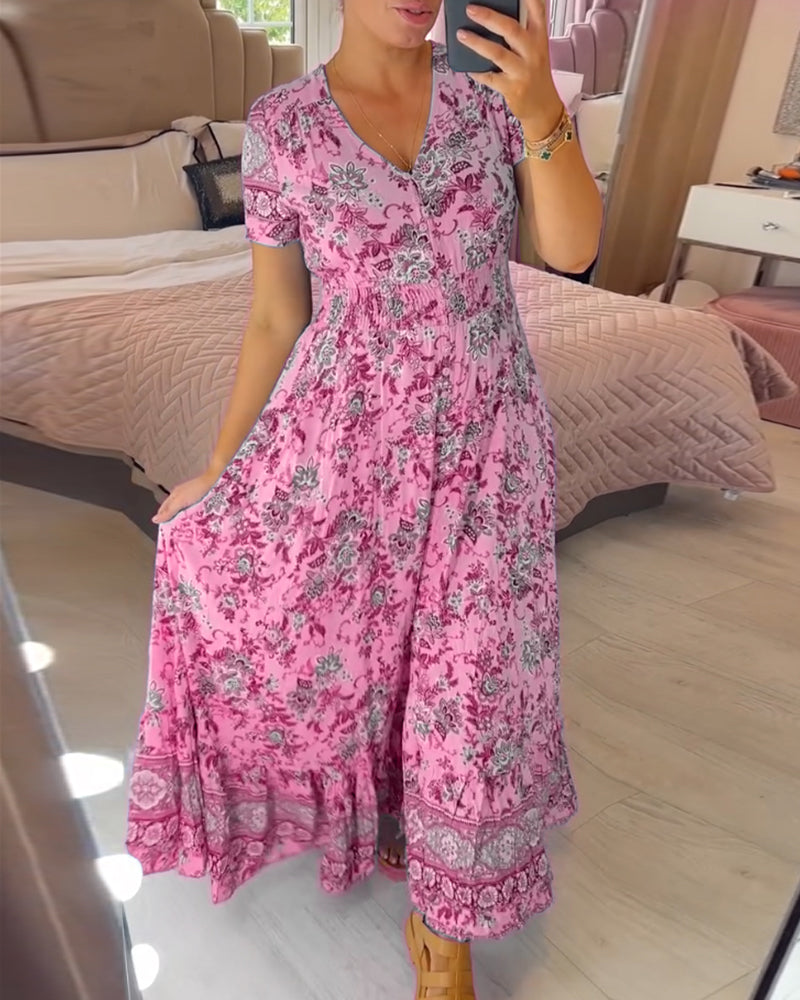 💝 Rochie cu imprimeu floral și decolteu în V-TAB