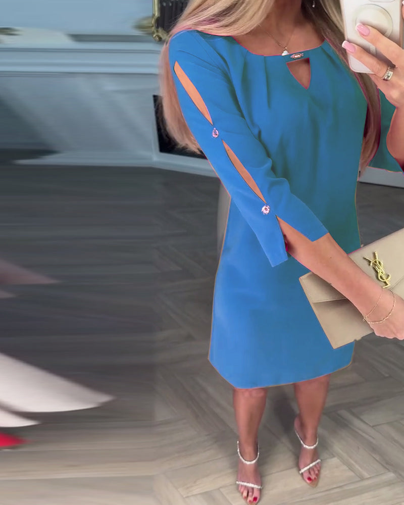 Rochie elegantă, monocoloră, simplă, în formă de V