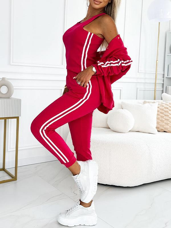 Set jachetă și pantaloni de baseball din trei piese pentru femei
