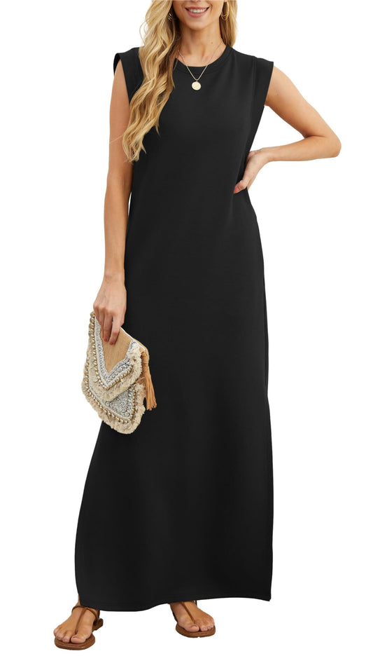 Rochie maxi lejeră pentru femei, cu crăpătură și fără cute