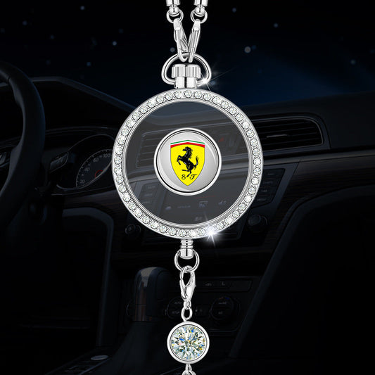 Pandantiv cu logo pentru aromaterapie auto, realizat din metal și diamante