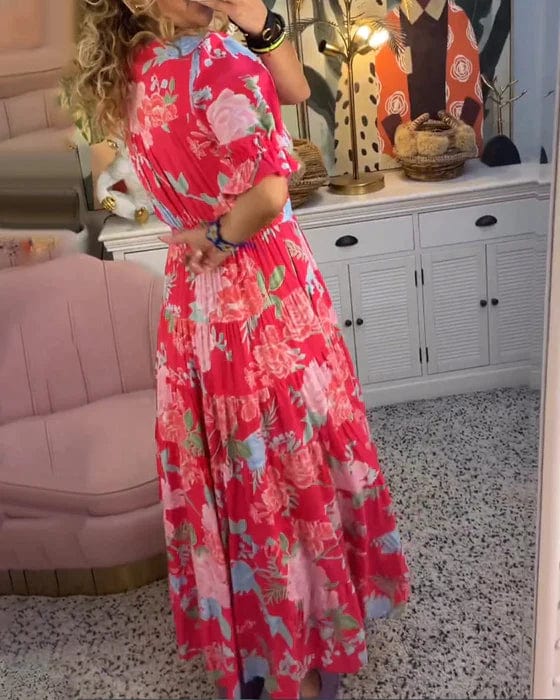 💃Rochie lungă cu decolteu în V cu buzunar