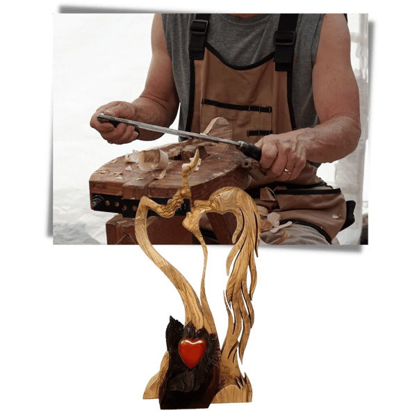 Ornamente decorative din lemn pentru cupluri îndrăgostite, artă decorativă creativă