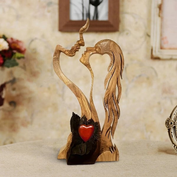 Ornamente decorative din lemn pentru cupluri îndrăgostite, artă decorativă creativă