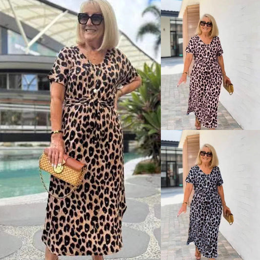 💃Rochie cu imprimare de leopard și gât în V