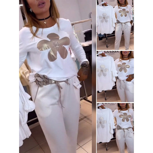 Top de damă cu imprimeu floral și decolteu