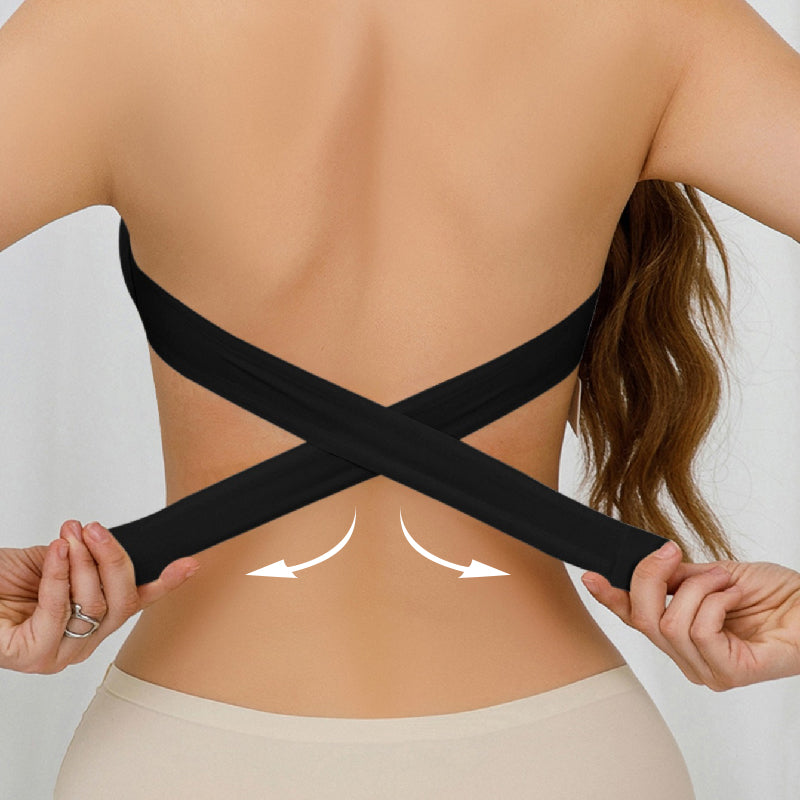 🔥👙Sutien fără bretele pentru femei, antiderapant, cu închizătoare laterală încrucișată